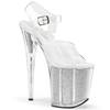Pleaser - FLAMINGO808G Sandale à bride à la cheville, Pole dance chaussures - Chaussures de pole dance - Couleur argent/Transparent Product image